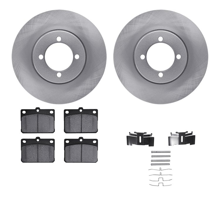 6512-43001 Brake Rotors w/5000 Advanced Brake Pads Kit with Hardware, 1974-1987 Multiple Makes/Models, Position: Front