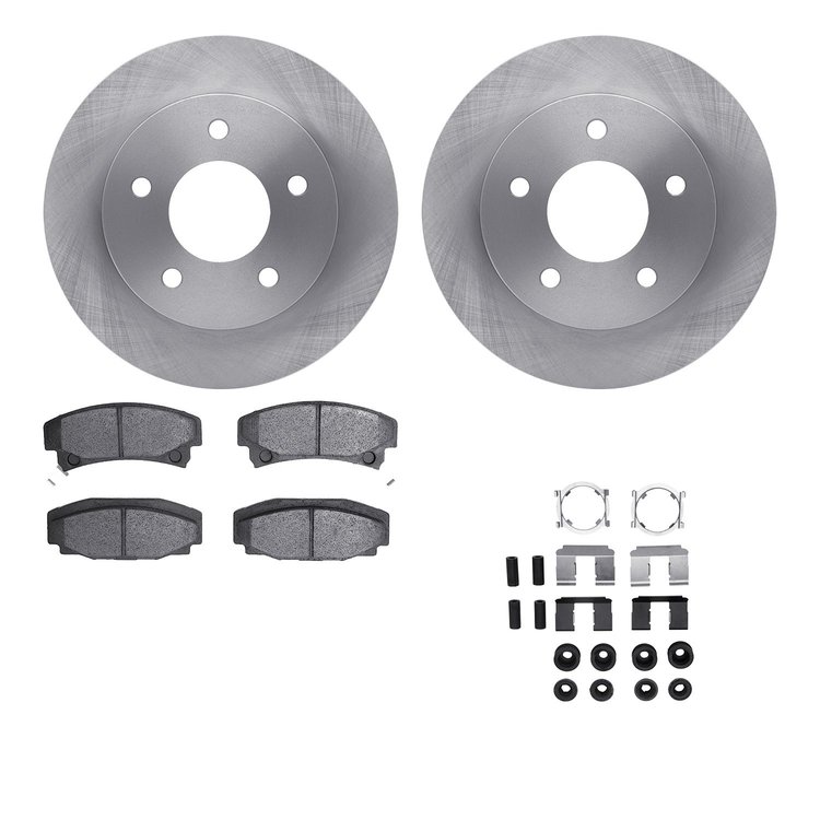 6512-46070 Brake Rotors w/5000 Advanced Brake Pads Kit with Hardware, 1986-1992 GM, Position: Rear
