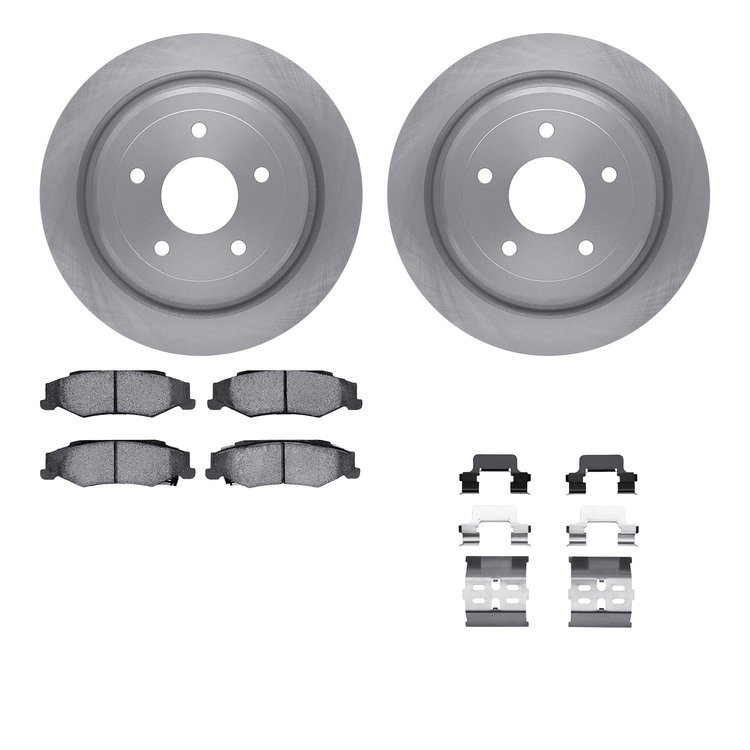 6512-46096 Brake Rotors w/5000 Advanced Brake Pads Kit with Hardware, 1997-2013 GM, Position: Rear