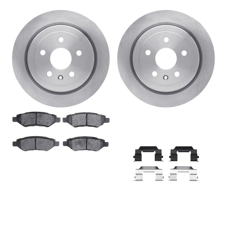 6512-46193 Brake Rotors w/5000 Advanced Brake Pads Kit with Hardware, 2008-2015 GM, Position: Rear