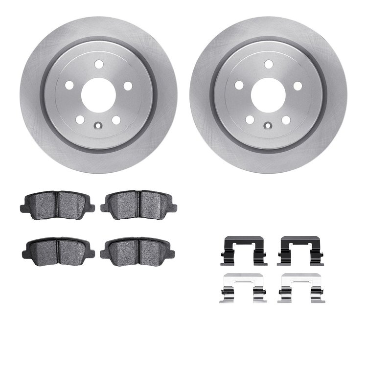 6512-46195 Brake Rotors w/5000 Advanced Brake Pads Kit with Hardware, 2014-2019 GM, Position: Rear