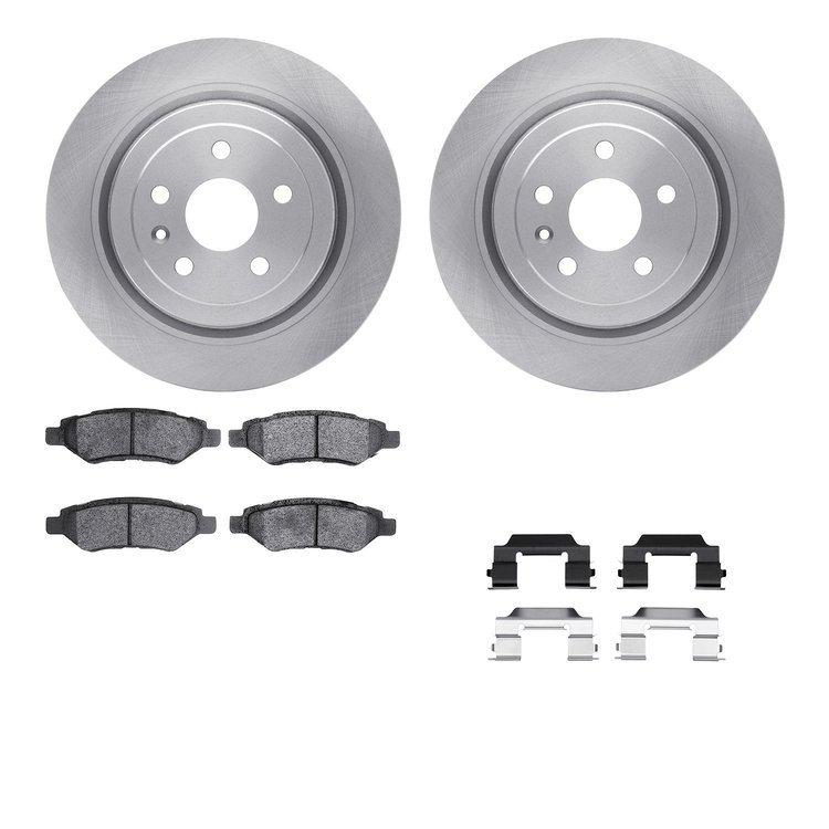 6512-46205 Brake Rotors w/5000 Advanced Brake Pads Kit with Hardware, 2008-2014 GM, Position: Rear