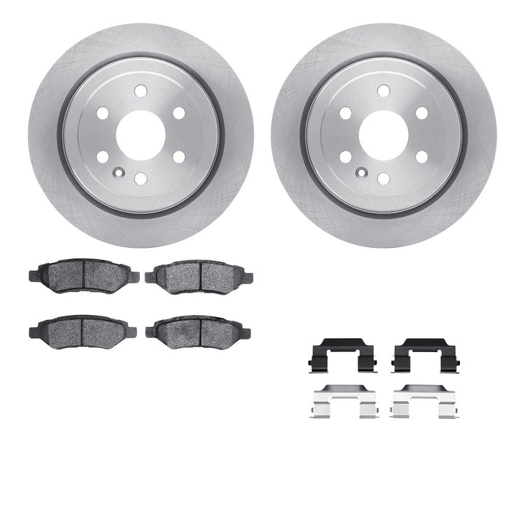 6512-46325 Brake Rotors w/5000 Advanced Brake Pads Kit with Hardware, 2010-2016 GM, Position: Rear