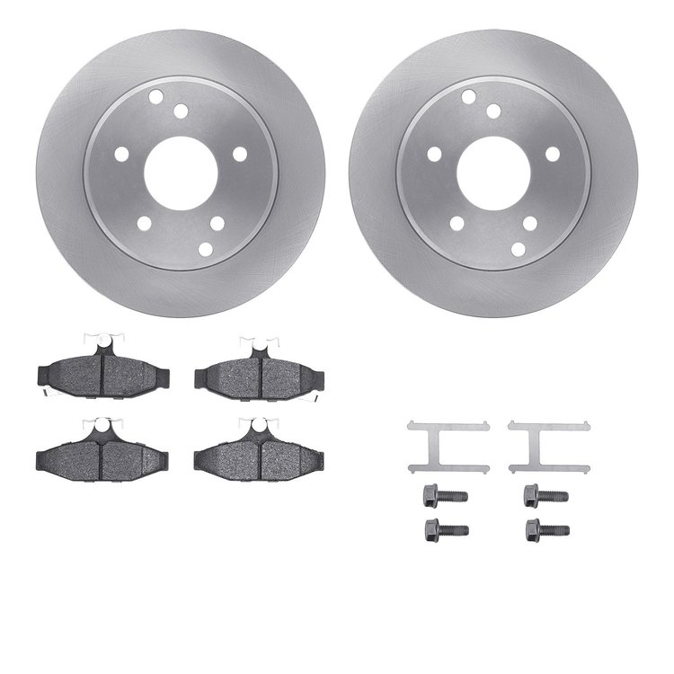 6512-47148 Brake Rotors w/5000 Advanced Brake Pads Kit with Hardware, 1984-1987 GM, Position: Rear