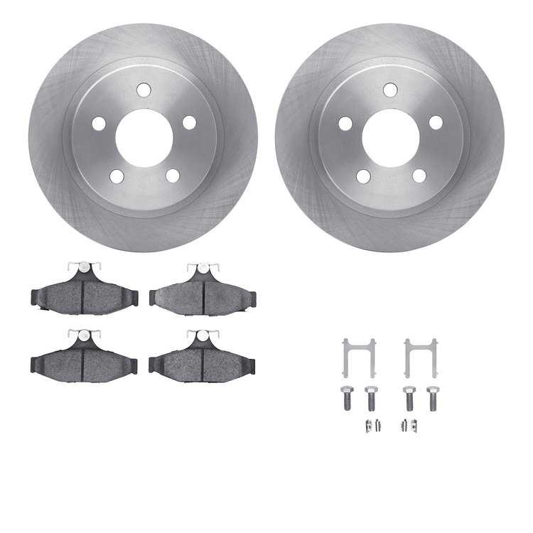 6512-47152 Brake Rotors w/5000 Advanced Brake Pads Kit with Hardware, 1993-1997 GM, Position: Rear
