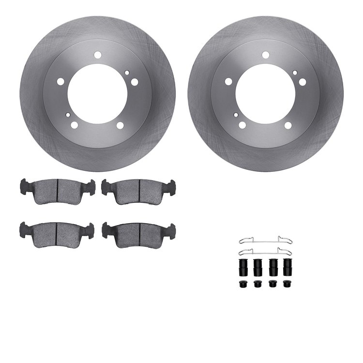 6512-47165 Brake Rotors w/5000 Advanced Brake Pads Kit with Hardware, 1986-1994 Suzuki, Position: Front