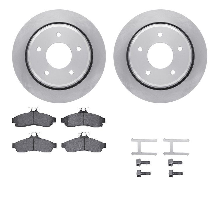 6512-47173 Brake Rotors w/5000 Advanced Brake Pads Kit with Hardware, 1994-1996 GM, Position: Rear