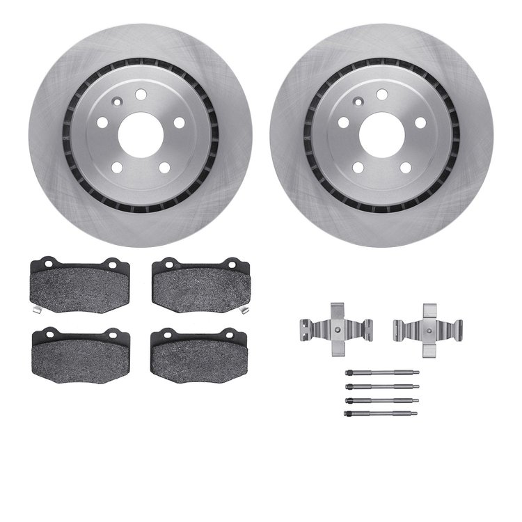 6512-47316 Brake Rotors w/5000 Advanced Brake Pads Kit with Hardware, Fits Select GM, Position: Rear