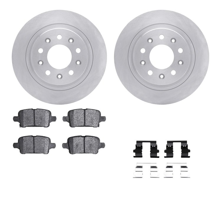 6512-47328 Brake Rotors w/5000 Advanced Brake Pads Kit with Hardware, 2016-2020 GM, Position: Rear