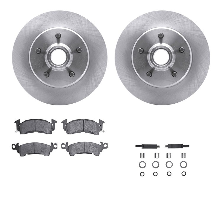 6512-48147 Brake Rotors w/5000 Advanced Brake Pads Kit with Hardware, 1990-2002 GM, Position: Front