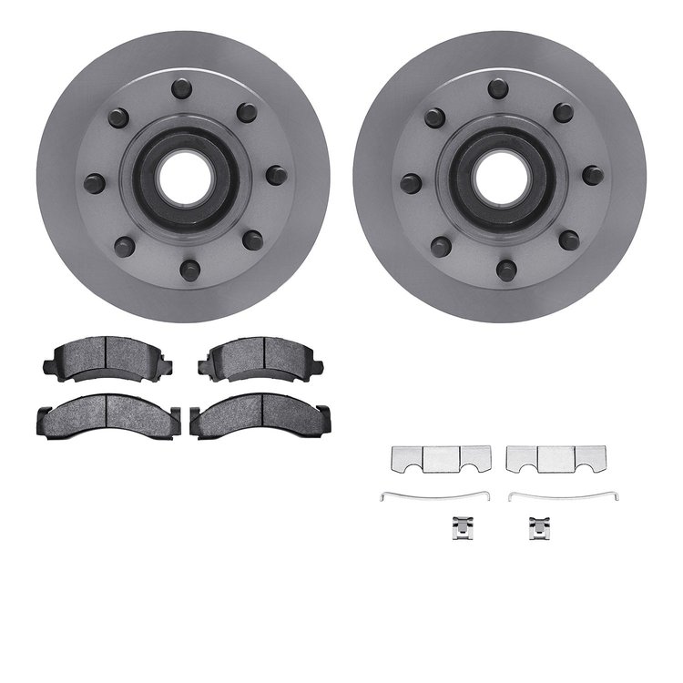 6512-48234 Brake Rotors w/5000 Advanced Brake Pads Kit with Hardware, 1985-2005 Multiple Makes/Models, Position: Front