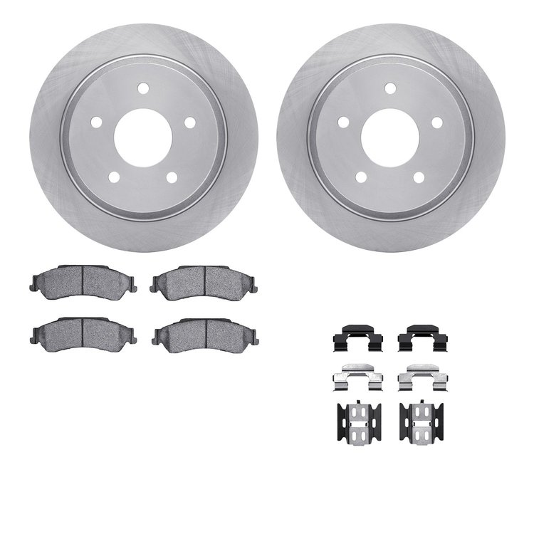 6512-48240 Brake Rotors w/5000 Advanced Brake Pads Kit with Hardware, 1998-2005 GM, Position: Rear