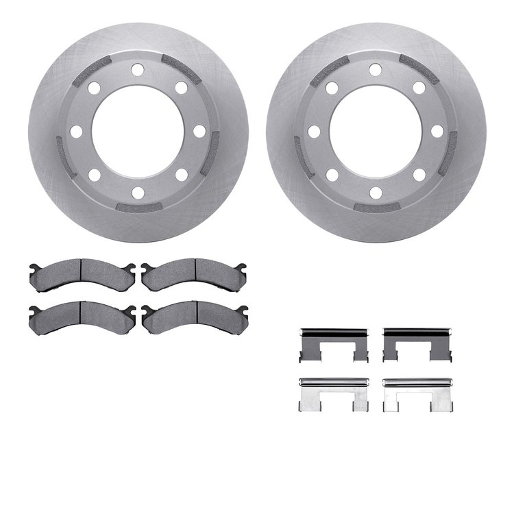 6512-48279 Brake Rotors w/5000 Advanced Brake Pads Kit with Hardware, 2001-2010 GM, Position: Rear