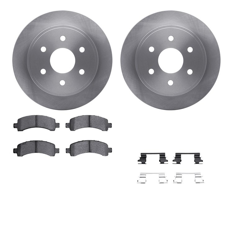 6512-48300 Brake Rotors w/5000 Advanced Brake Pads Kit with Hardware, 2003-2005 GM, Position: Rear