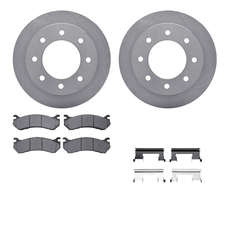 6512-48303 Brake Rotors w/5000 Advanced Brake Pads Kit with Hardware, 2003-2005 GM, Position: Rear