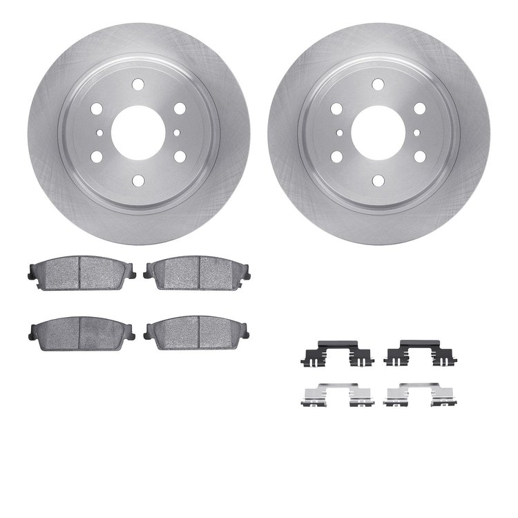 6512-48330 Brake Rotors w/5000 Advanced Brake Pads Kit with Hardware, 2007-2014 GM, Position: Rear