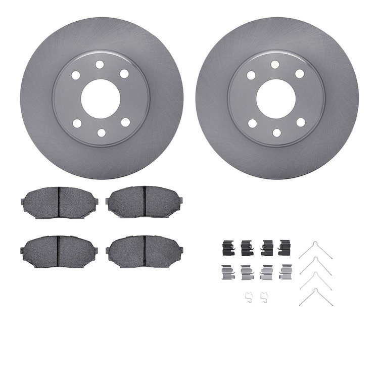 6512-50001 Brake Rotors w/5000 Advanced Brake Pads Kit with Hardware, 1989-1993 GM, Position: Front