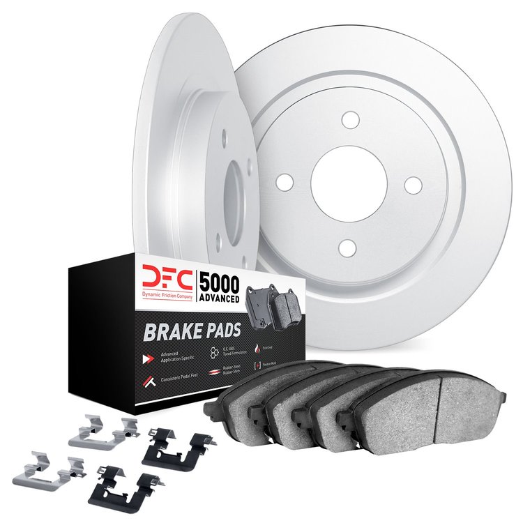 6512-50004 Brake Rotors w/5000 Advanced Brake Pads Kit with Hardware, 1985-1988 Multiple Makes/Models, Position: Front