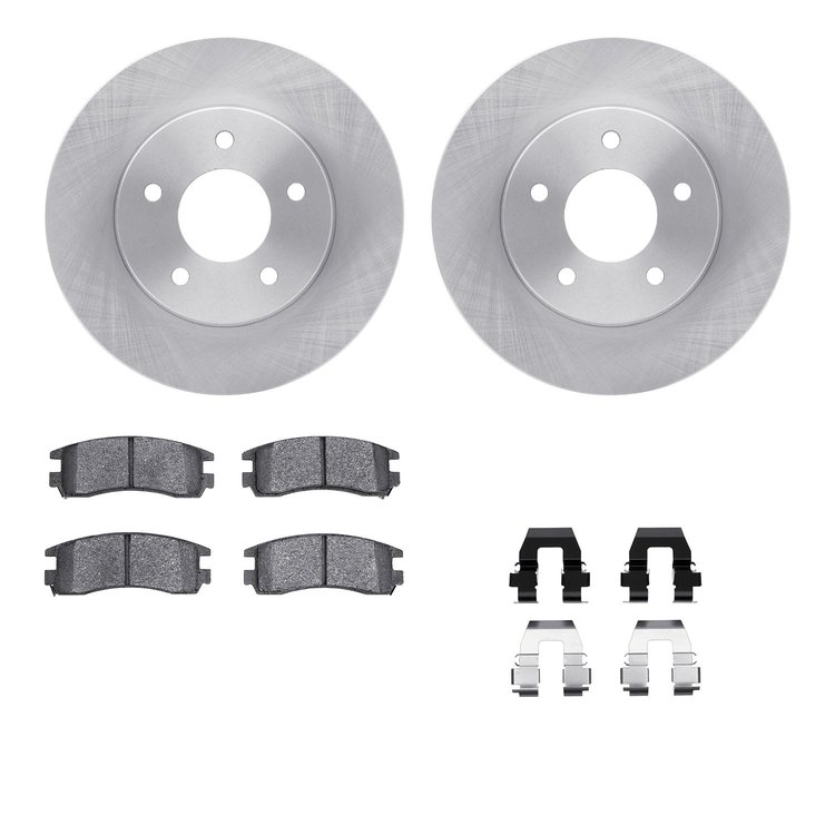 6512-52022 Brake Rotors w/5000 Advanced Brake Pads Kit with Hardware, 1992-1998 GM, Position: Rear