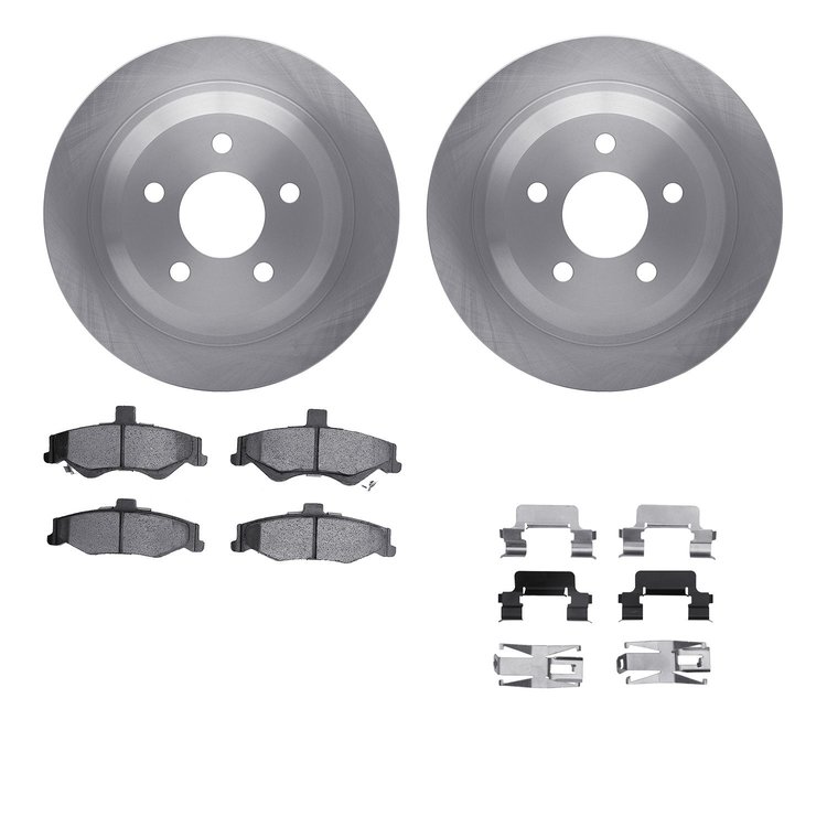 6512-52034 Brake Rotors w/5000 Advanced Brake Pads Kit with Hardware, 1998-2002 GM, Position: Rear