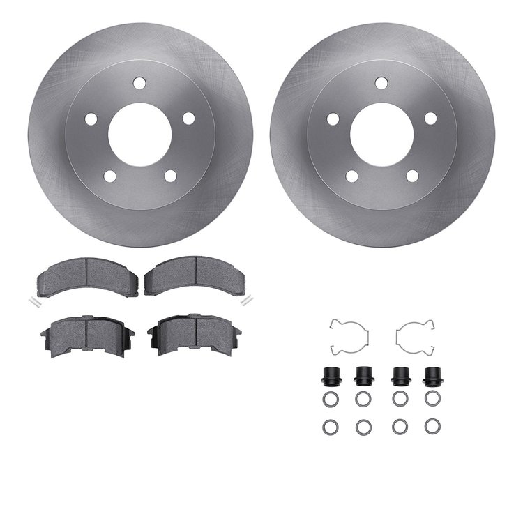 6512-52040 Brake Rotors w/5000 Advanced Brake Pads Kit with Hardware, 1984-1988 GM, Position: Rear