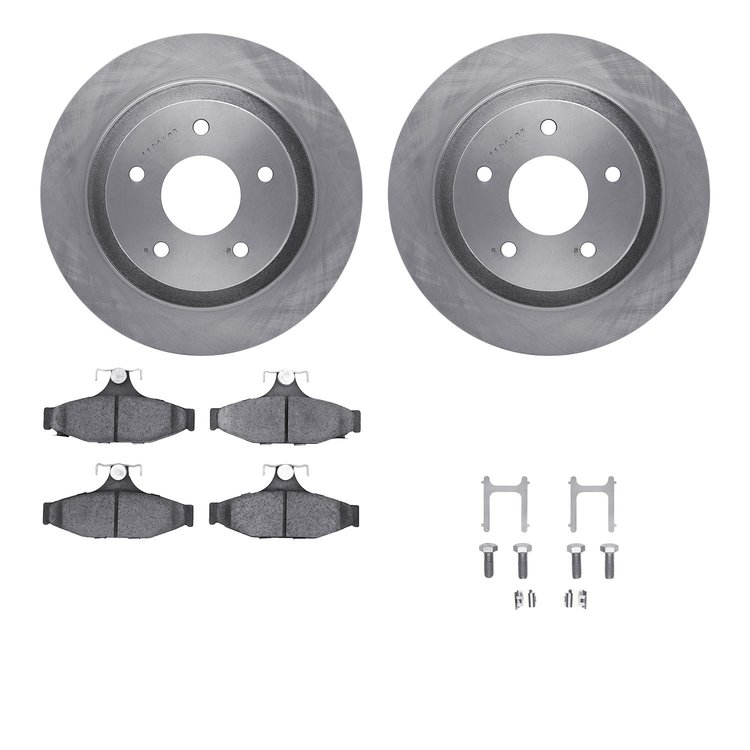6512-52043 Brake Rotors w/5000 Advanced Brake Pads Kit with Hardware, 1985-1992 GM, Position: Rear