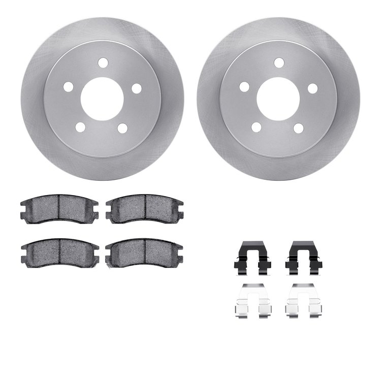 6512-52057 Brake Rotors w/5000 Advanced Brake Pads Kit with Hardware, 1997-2005 GM, Position: Rear