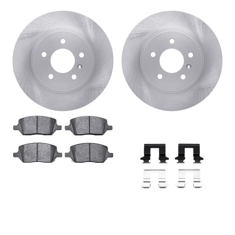 6512-52091 Brake Rotors w/5000 Advanced Brake Pads Kit with Hardware, 2005-2005 GM, Position: Rear