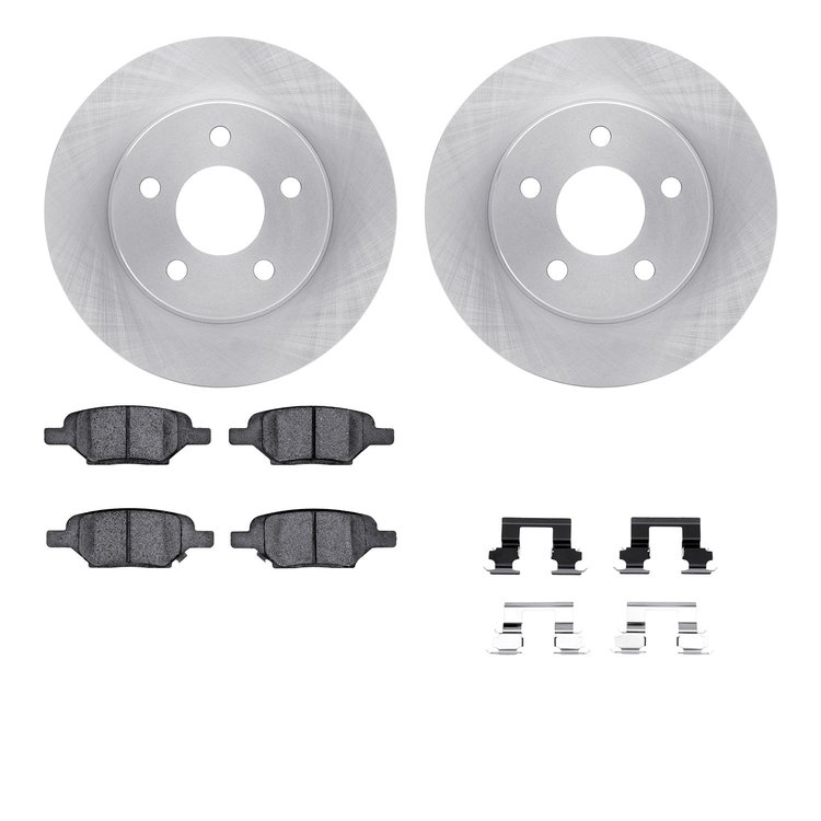 6512-53031 Brake Rotors w/5000 Advanced Brake Pads Kit with Hardware, 2004-2012 GM, Position: Rear