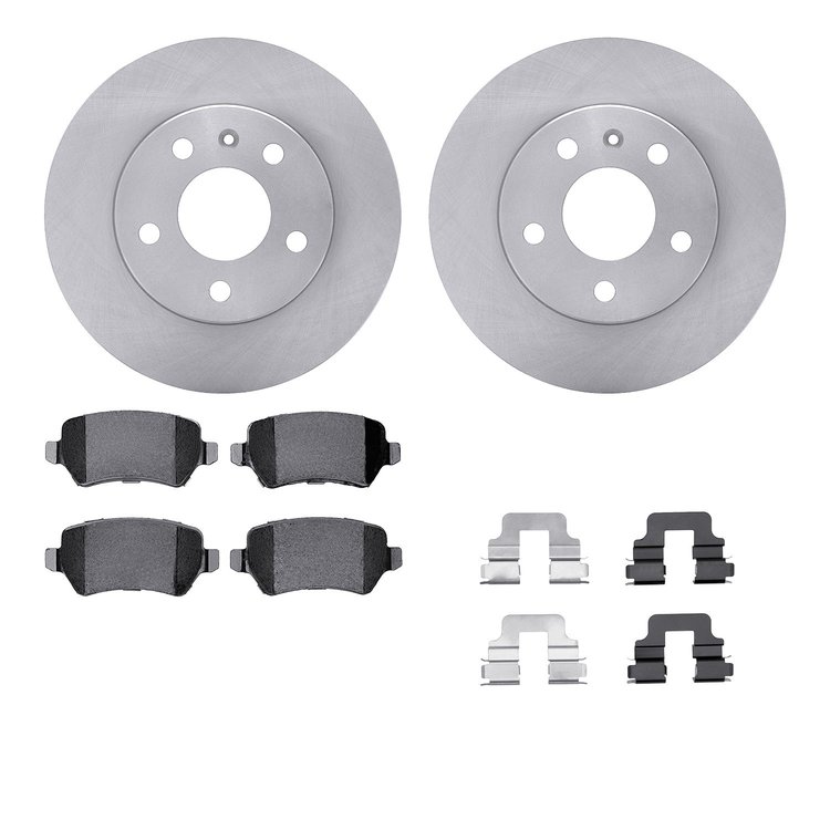 6512-53046 Brake Rotors w/5000 Advanced Brake Pads Kit with Hardware, 2002-2008 GM, Position: Rear