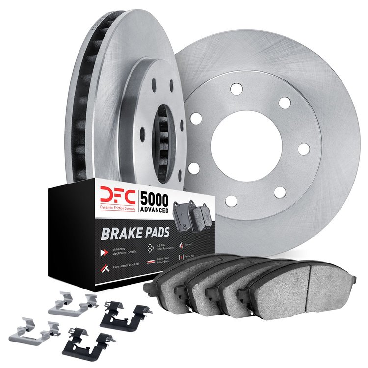 6512-54167 Brake Rotors w/5000 Advanced Brake Pads Kit with Hardware, 2010-2014 Ford/Lincoln/Mercury/Mazda, Position: Front