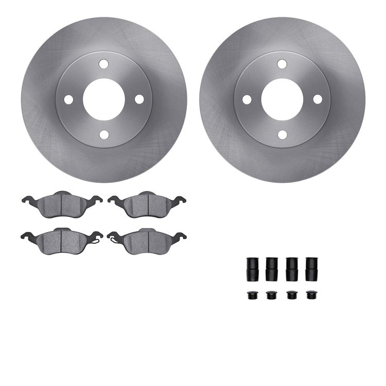 6512-54382 Brake Rotors w/5000 Advanced Brake Pads Kit with Hardware, 2000-2004 Ford/Lincoln/Mercury/Mazda, Position: Front
