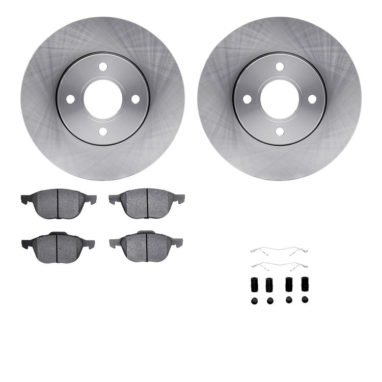 6512-54408 Brake Rotors w/5000 Advanced Brake Pads Kit with Hardware, 2005-2012 Ford/Lincoln/Mercury/Mazda, Position: Front