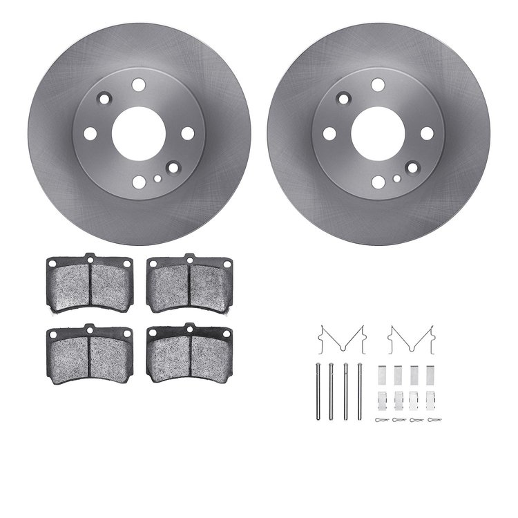 6512-55022 Brake Rotors w/5000 Advanced Brake Pads Kit with Hardware, 1994-1997 Ford/Lincoln/Mercury/Mazda, Position: Front