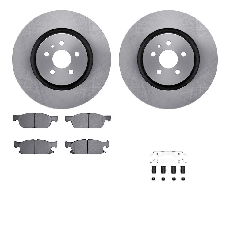6512-55033 Brake Rotors w/5000 Advanced Brake Pads Kit with Hardware, 2017-2020 Ford/Lincoln/Mercury/Mazda, Position: Front