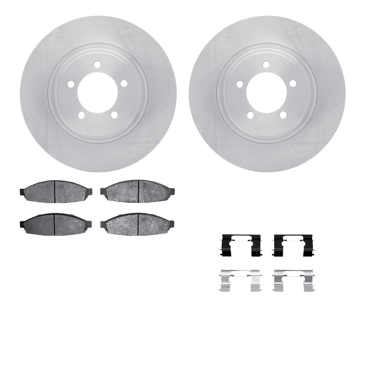 6512-55046 Brake Rotors w/5000 Advanced Brake Pads Kit with Hardware, 2003-2005 Ford/Lincoln/Mercury/Mazda, Position: Front