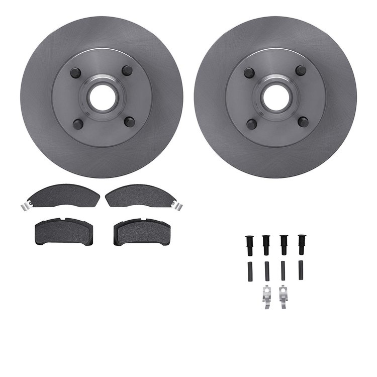 6512-55058 Brake Rotors w/5000 Advanced Brake Pads Kit with Hardware, 1978-1978 Ford/Lincoln/Mercury/Mazda, Position: Front