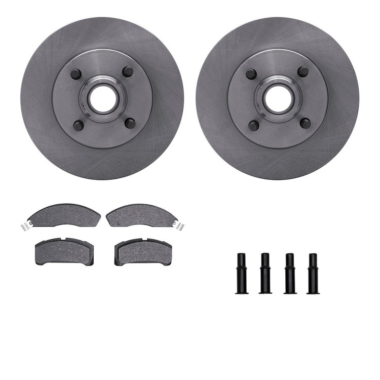 6512-55060 Brake Rotors w/5000 Advanced Brake Pads Kit with Hardware, 1982-1982 Ford/Lincoln/Mercury/Mazda, Position: Front