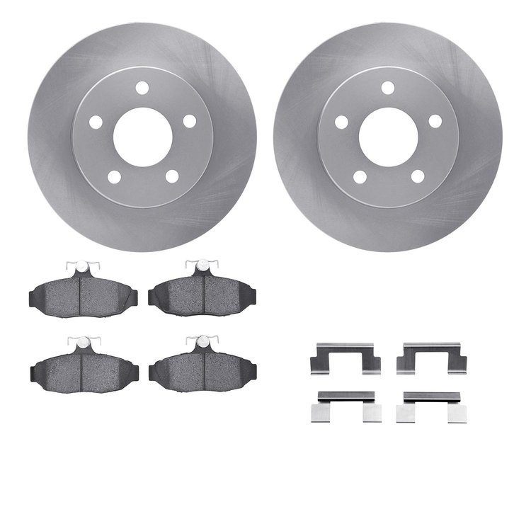6512-55083 Brake Rotors w/5000 Advanced Brake Pads Kit with Hardware, 1986-1992 Ford/Lincoln/Mercury/Mazda, Position: Rear