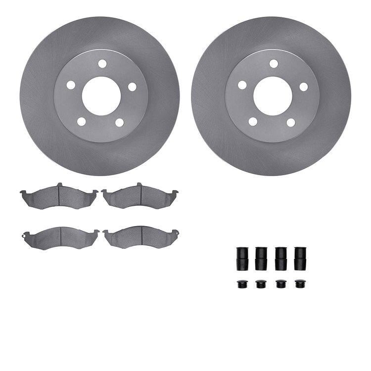 6512-55111 Brake Rotors w/5000 Advanced Brake Pads Kit with Hardware, 1989-1990 Ford/Lincoln/Mercury/Mazda, Position: Front