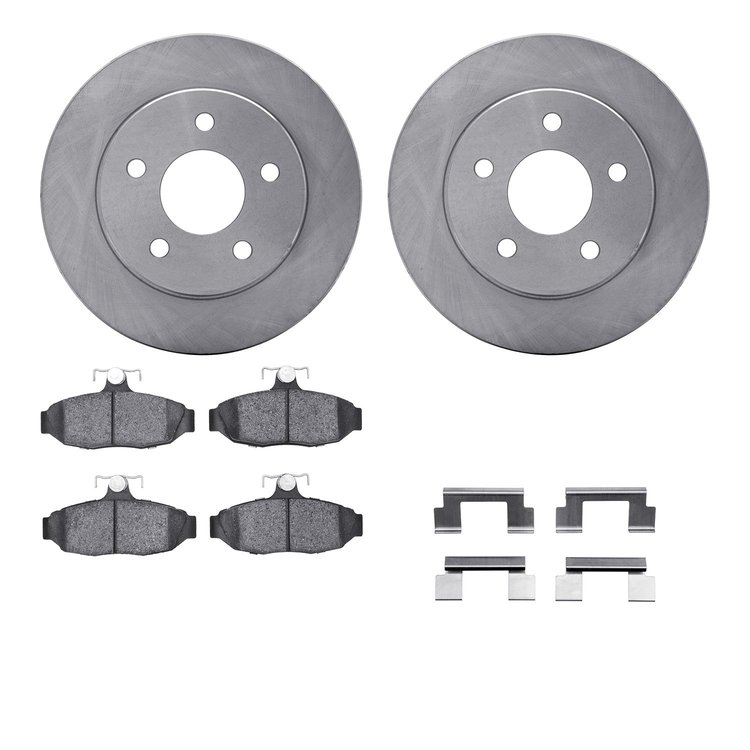 6512-55129 Brake Rotors w/5000 Advanced Brake Pads Kit with Hardware, 1990-1992 Ford/Lincoln/Mercury/Mazda, Position: Rear