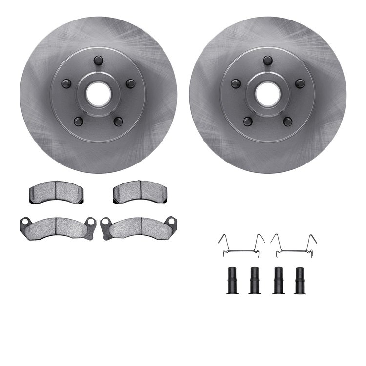 6512-56036 Brake Rotors w/5000 Advanced Brake Pads Kit with Hardware, 1979-1991 Ford/Lincoln/Mercury/Mazda, Position: Front