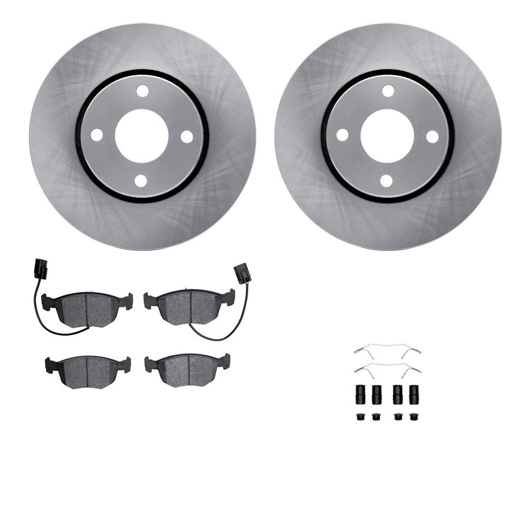 6512-56092 Brake Rotors w/5000 Advanced Brake Pads Kit with Hardware, 1998-1999 Ford/Lincoln/Mercury/Mazda, Position: Front