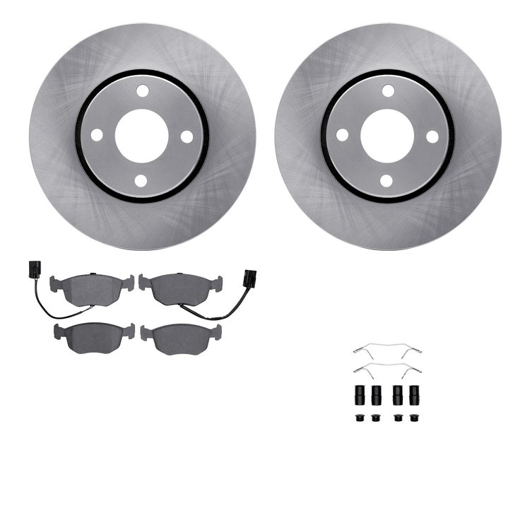 6512-56093 Brake Rotors w/5000 Advanced Brake Pads Kit with Hardware, 1999-2000 Ford/Lincoln/Mercury/Mazda, Position: Front