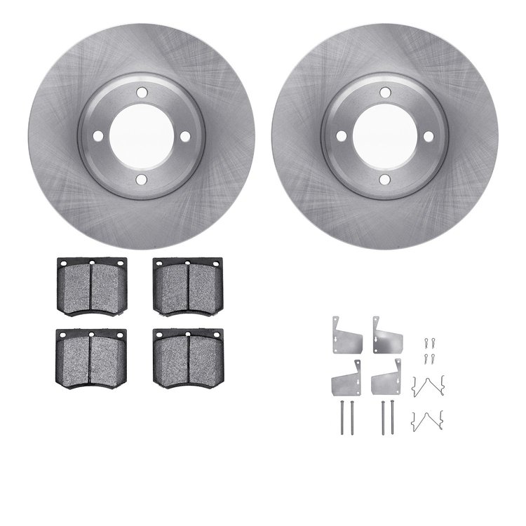 6512-56103 Brake Rotors w/5000 Advanced Brake Pads Kit with Hardware, 1970-1977 Ford/Lincoln/Mercury/Mazda, Position: Front
