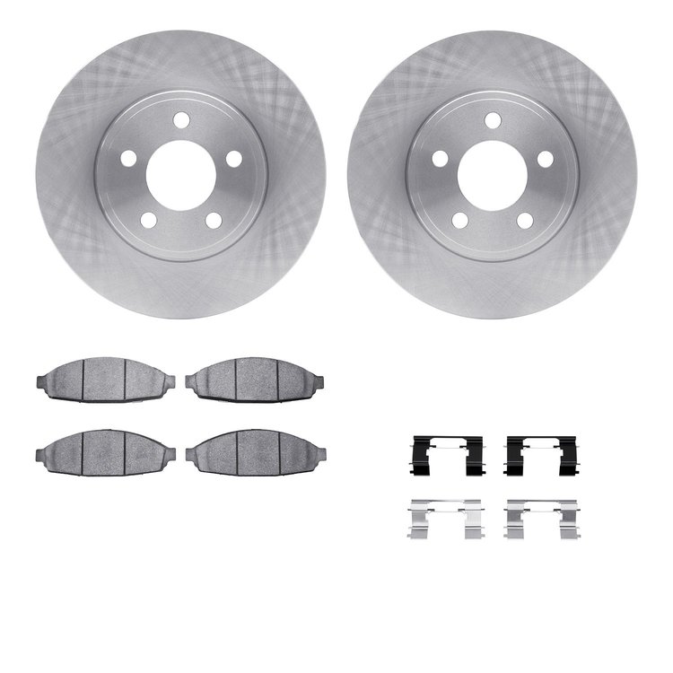 6512-56109 Brake Rotors w/5000 Advanced Brake Pads Kit with Hardware, 2003-2011 Ford/Lincoln/Mercury/Mazda, Position: Front