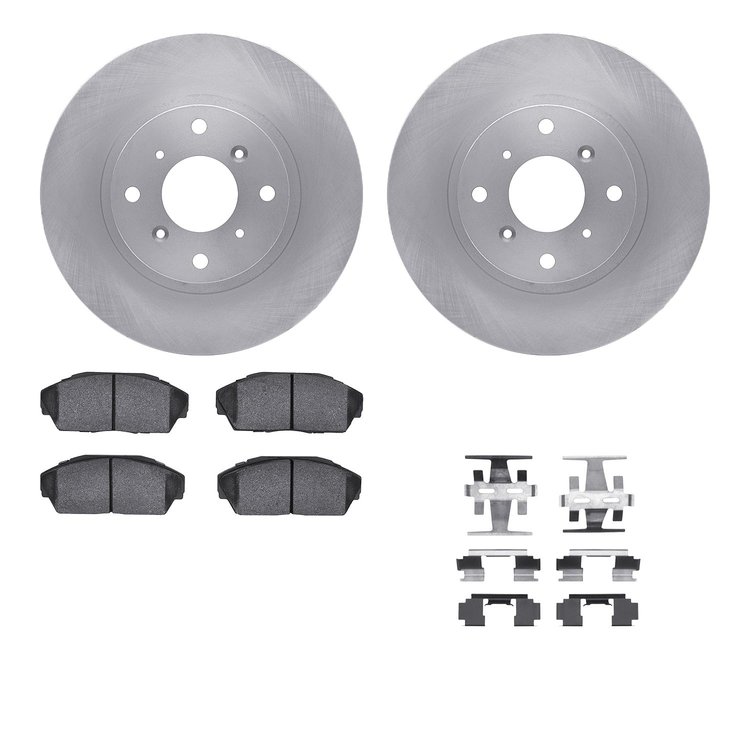 6512-58031 Brake Rotors w/5000 Advanced Brake Pads Kit with Hardware, 1987-1990 Acura/Honda, Position: Front