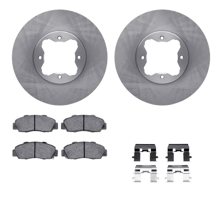 6512-58043 Brake Rotors w/5000 Advanced Brake Pads Kit with Hardware, 1992-1998 Acura/Honda, Position: Front
