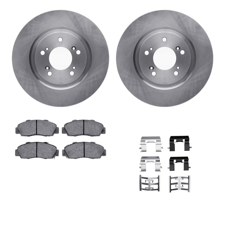 6512-58067 Brake Rotors w/5000 Advanced Brake Pads Kit with Hardware, 1997-2005 Acura/Honda, Position: Front
