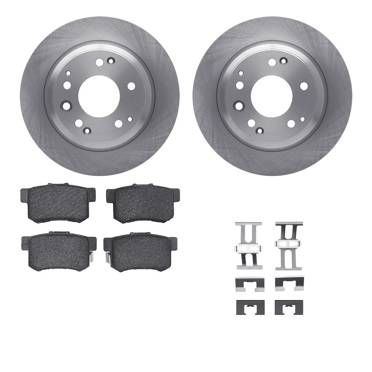 6512-58086 Brake Rotors w/5000 Advanced Brake Pads Kit with Hardware, 1999-2001 Acura/Honda, Position: Rear